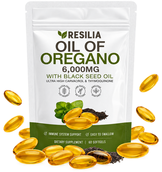 Resilia Oil Of Oregano Softgels with Black Seed Oil - 60 Softgels | Non-GMO, Gluten-Free and Soy-Free